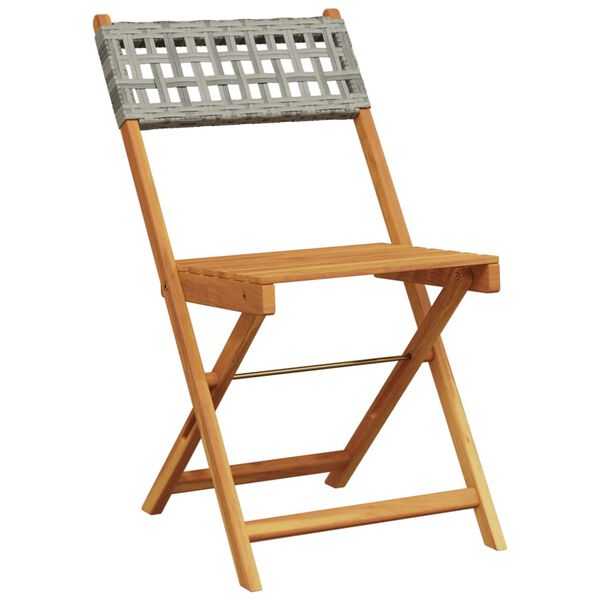 vidaXL Chaises de jardin pliantes lot de 8 gris poly rotin bois massif