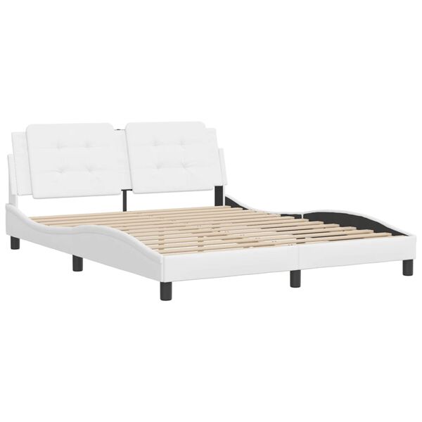 vidaXL Cadre de lit sans matelas Zadar blanc 160x200 cm similicuir