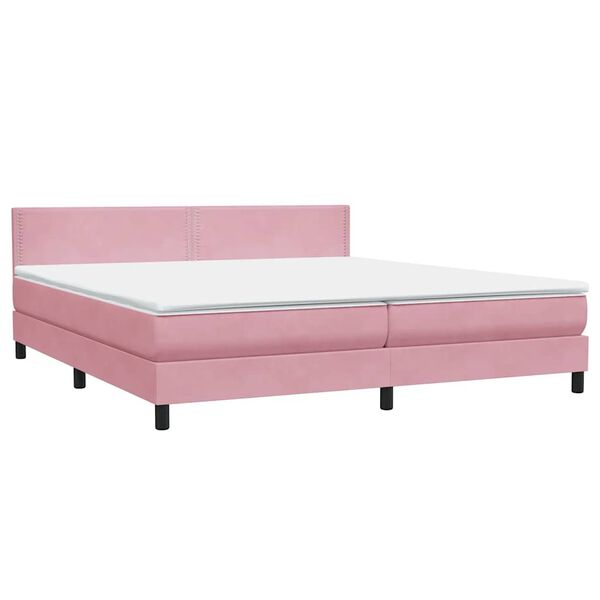 vidaXL Sommier &agrave; lattes de lit avec matelas rose 200x210 cm velours
