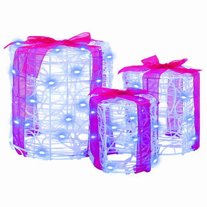 vidaXL D&eacute;coration de bo&icirc;te cadeau 3 pcs Bleu 20 x 20 x 21 cm Acrylique