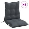 vidaXL Coussins de chaise &agrave; dossier bas lot de 6 anthracite
