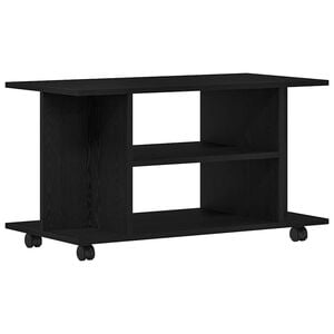 vidaXL Meuble TV &agrave; roulettes en ch&ecirc;ne noir 80x40x45 cm bois d'ing&eacute;nierie