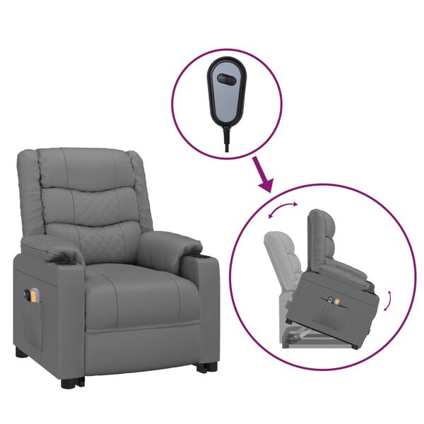 vidaXL Fauteuil de massage Gris Similicuir