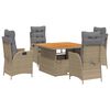 vidaXL Ensemble &agrave; manger de jardin avec coussins 5pcs Beige poly rotin