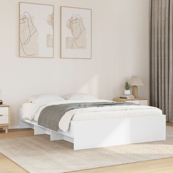 vidaXL Cadre de lit sans matelas blanc 120x200 cm bois ing&eacute;nierie