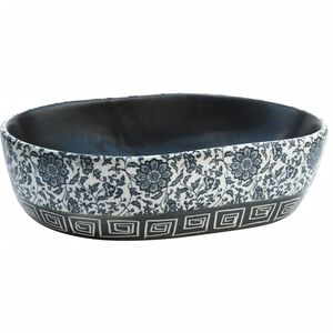 vidaXL Vasque &agrave; poser noir et bleu ovale 47x33x13 cm c&eacute;ramique