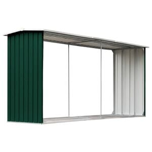 vidaXL Abri de stockage de bois Acier galvanis&eacute; 330x92x153 cm Vert