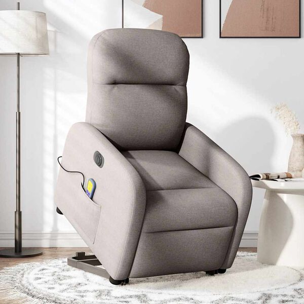 vidaXL Fauteuil inclinable de massage &eacute;lectrique Taupe Tissu