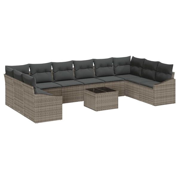 vidaXL Ensemble de Canap&eacute;s avec coussin 11 pcs Gris polyrotin