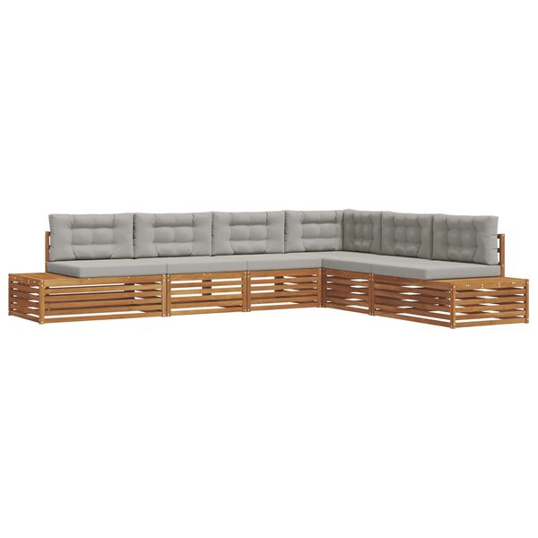 vidaXL Ensemble de canap&eacute;s d'ext&eacute;rieur 6 Pi&egrave;ce Gris Naturel et Clair