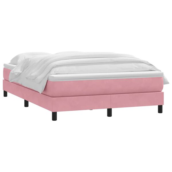 vidaXL Sommier &agrave; lattes de lit avec matelas rose 160x210 cm velours
