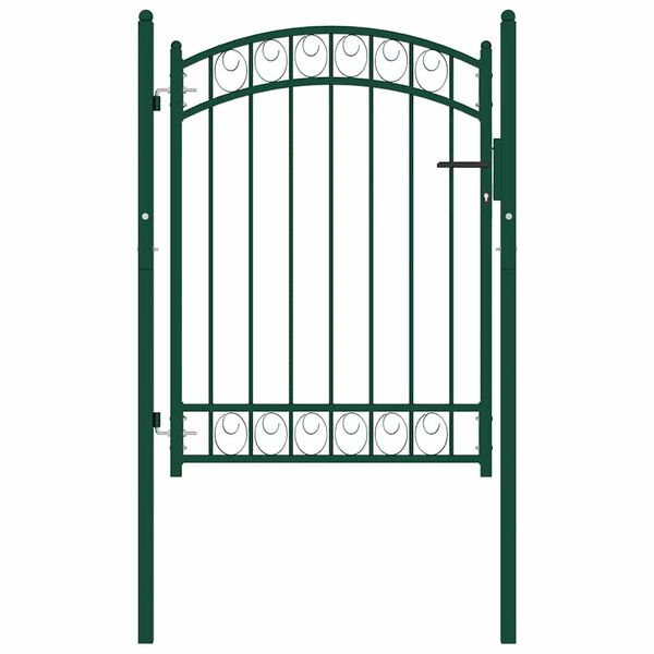 vidaXL Portail de cl&ocirc;ture avec dessus arqu&eacute; Acier 100x125 cm Vert
