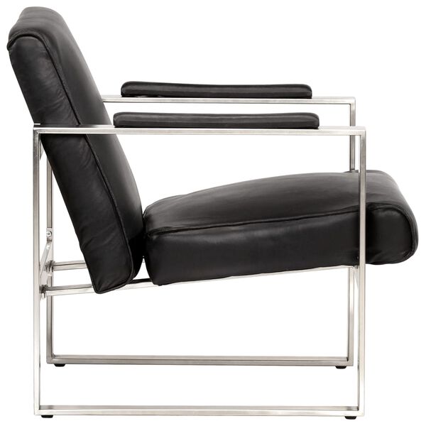 vidaXL Chaise cabriolet Noir 60x73x77 cm Cuir v&eacute;ritable