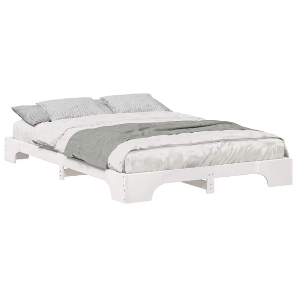 vidaXL Cadre de lit Blanc 140 x 210 cm Pin massif