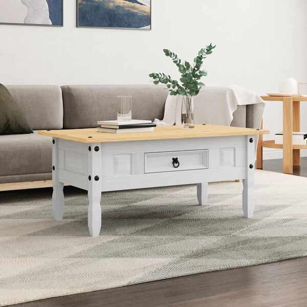 vidaXL Table basse Pin mexicain Gamme Corona Blanc 100x55x44 cm
