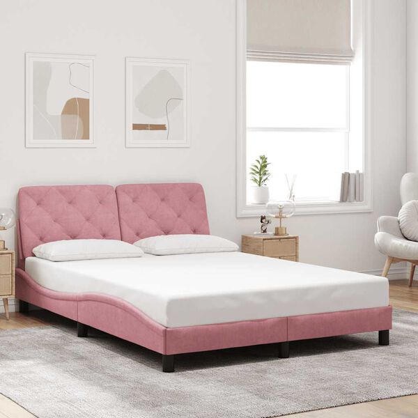 vidaXL Cadre de lit sans matelas rose 140x200 cm velours