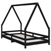 vidaXL Cadre de lit pour enfants noir 90x190 cm bois de pin massif