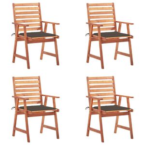 vidaXL Chaises &agrave; manger d'ext&eacute;rieur lot de 4 et coussins Acacia massif