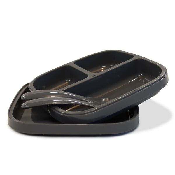 DERYAN Vaisselle enfant Silicone Quuby Gris