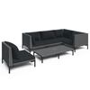 vidaXL Salon de jardin 6 pcs avec coussins R&eacute;sine tress&eacute;e Gris fonc&eacute;