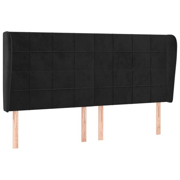 vidaXL T&ecirc;te de lit avec oreilles Noir 183x23x118/128 cm Velours