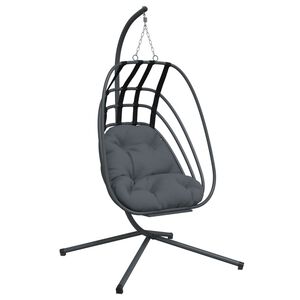 vidaXL Fauteuil suspendu en forme d'&oelig;uf avec support en acier anthracite