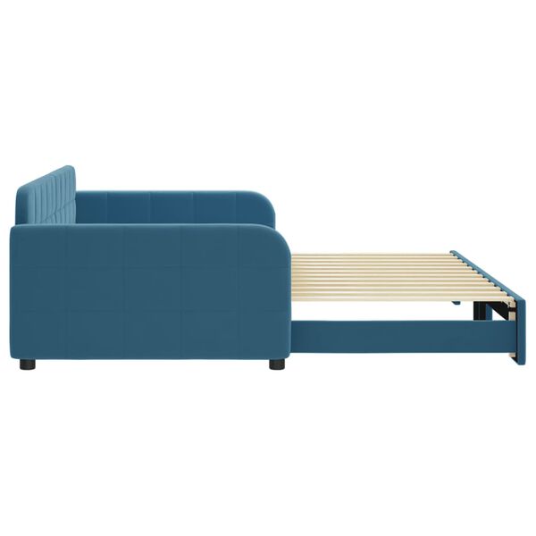 vidaXL Lit de jour avec gigogne sans matelas bleu 100x200 cm