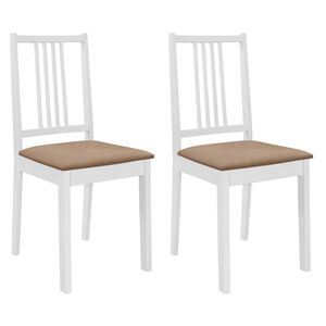 vidaXL Chaises à manger avec coussins lot de 2 blanc bois solide