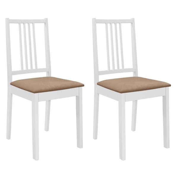 vidaXL Chaises &agrave; manger avec coussins lot de 2 blanc bois solide