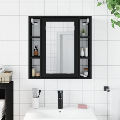 vidaXL Armoire de salle de bain à miroir noir bois d'ingénierie