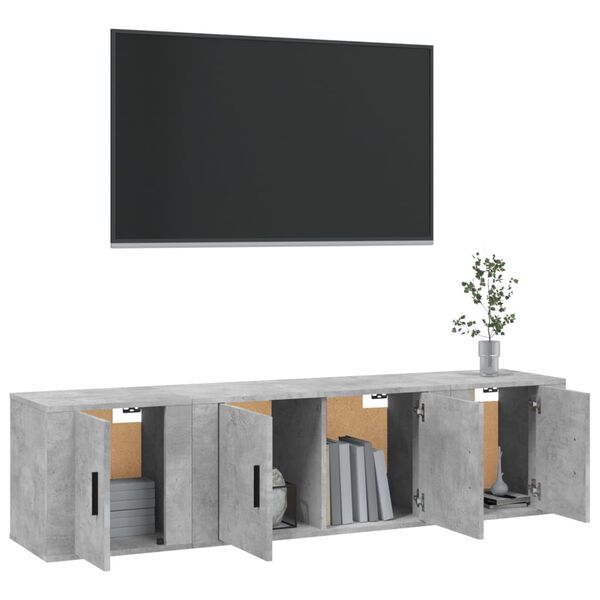 vidaXL Ensemble de meubles TV 3 pcs Gris b&eacute;ton Bois d'ing&eacute;nierie