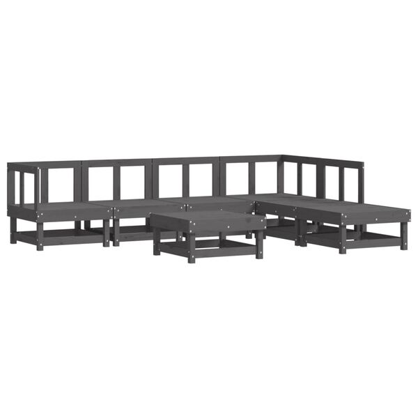 vidaXL Salon de jardin 7 pcs Gris Bois de pin massif