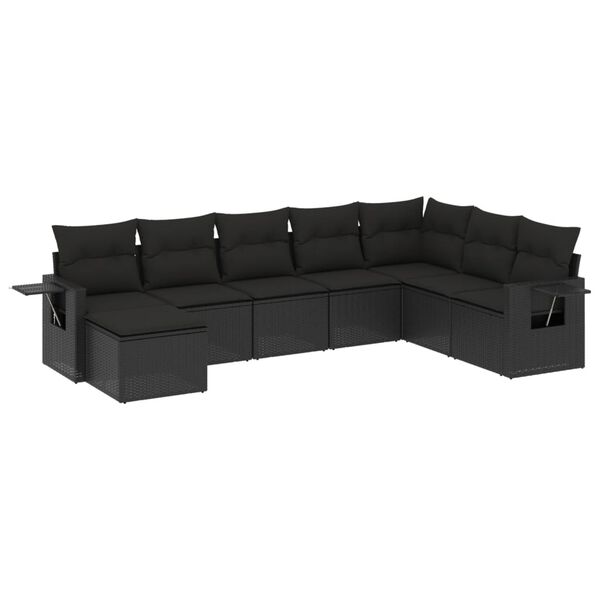 vidaXL Salon de jardin 8 pcs avec coussins noir r&eacute;sine tress&eacute;e