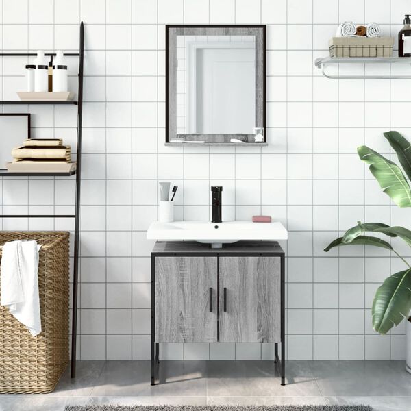 vidaXL Ensemble d'armoires de salle de bain 2 pcs sonoma gris