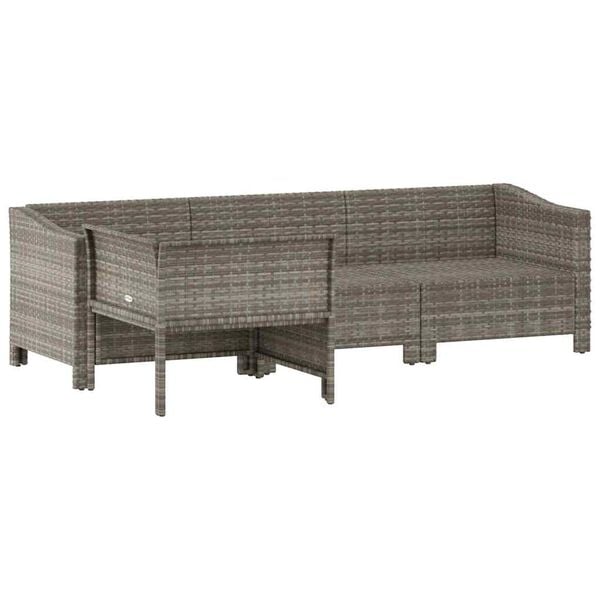 vidaXL Salon de jardin 4 pi&egrave;ces avec coussins en polyrotin gris