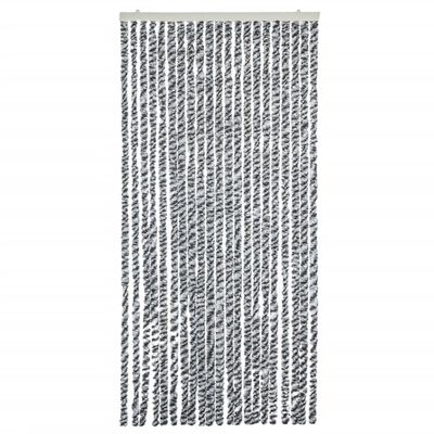 vidaXL Rideau anti-mouches gris et noir et blanc 56x185 cm chenille