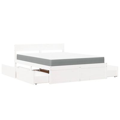 vidaXL Lit avec tiroirs et matelas blanc 160x200 cm bois massif de pin