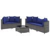 vidaXL Salon de jardin 6 pcs avec coussins gris r&eacute;sine tress&eacute;e