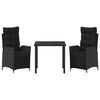 vidaXL Ensemble de salle &agrave; manger pour jardin 3 pcs Noir polyrotin