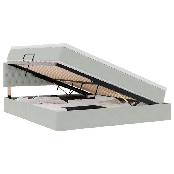 vidaXL Lit avec rangement et LED Gris clair 160 x 200 cm Velours