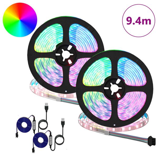 vidaXL Bande LED 4 pcs Noir et Transparent 470 x 0,8 x 0,3 cm