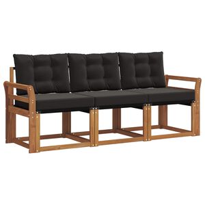 vidaXL Ensemble de canap&eacute;s d'ext&eacute;rieur 3 pc Naturel et Noir