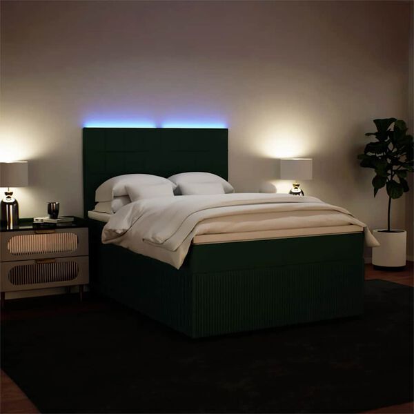 vidaXL Sommier &agrave; lattes de lit et matelas Vert fonc&eacute; 140x200cm Velours
