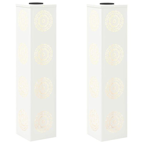 vidaXL Lumi&egrave;re de chemin LED solaire 2 pcs Blanc Acier lamin&eacute; &agrave; froid