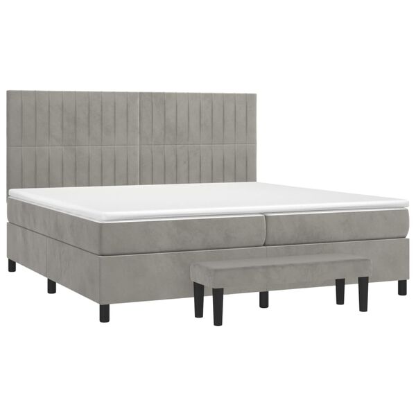 vidaXL Sommier &agrave; lattes de lit et matelas Gris clair 200x200cm Velours