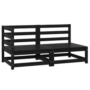 vidaXL Salon de jardin 2 pcs noir bois de pin massif