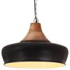 vidaXL Lampe suspendue industrielle Noir Fer et bois solide 26 cm E27