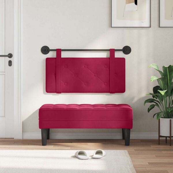 vidaXL T&ecirc;te de lit suspendue Bordeaux 100 x 55 x 5 cm Velours