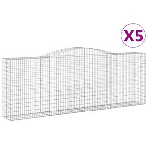 vidaXL Paniers &agrave; gabions arqu&eacute;s 5 pcs 400x50x140/160 cm Fer galvanis&eacute;