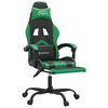 vidaXL Chaise de jeu pivotante et repose-pied Noir et vert Similicuir